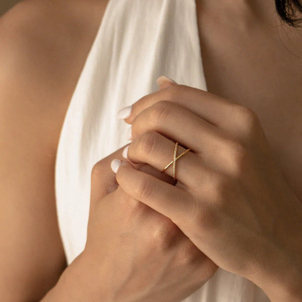 The Pave X Criss Cross Ring
