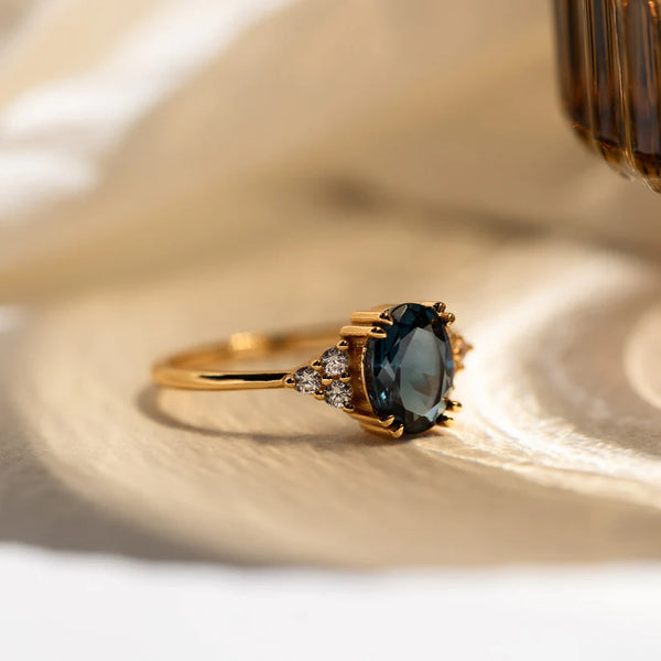 Blue Topaz Diamond Ring