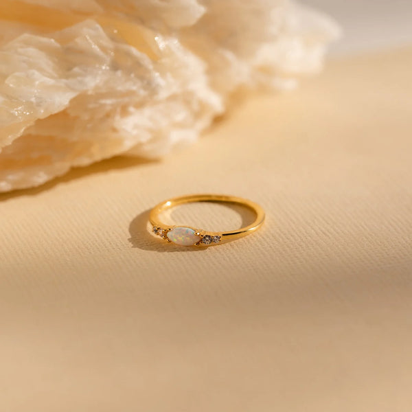 Marquise Opal Diamond Ring